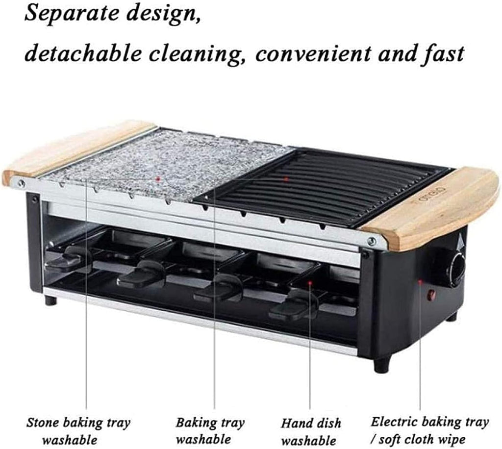 Indoor Korean Barbecue Grill Teppanyaki Grill - Electric BBQ Table Top Grill with Adjustable Temperature Control and 8 Baking Pans- 1800W,Portable Nonstick Griddle