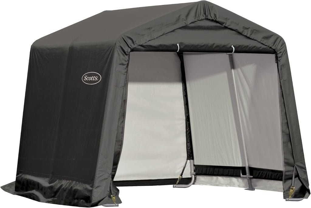 Scotts 10' x 10' x 8' All Season Outdoor Storage Shed with Waterproof Cover, Green
