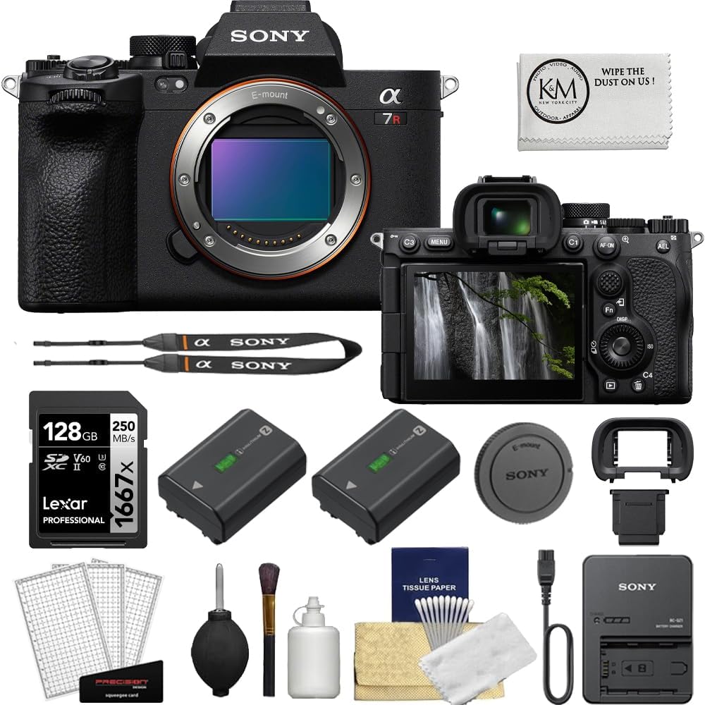 Sony Alpha a7R V Mirrorless Digital Camera Body Bundle with Extra Sony NP-FZ100 Lithium-Ion Battery +128GB Memory Card + Screen Protectors + Camera Cleaning Kit + Microfiber Cloth (6 Items)
