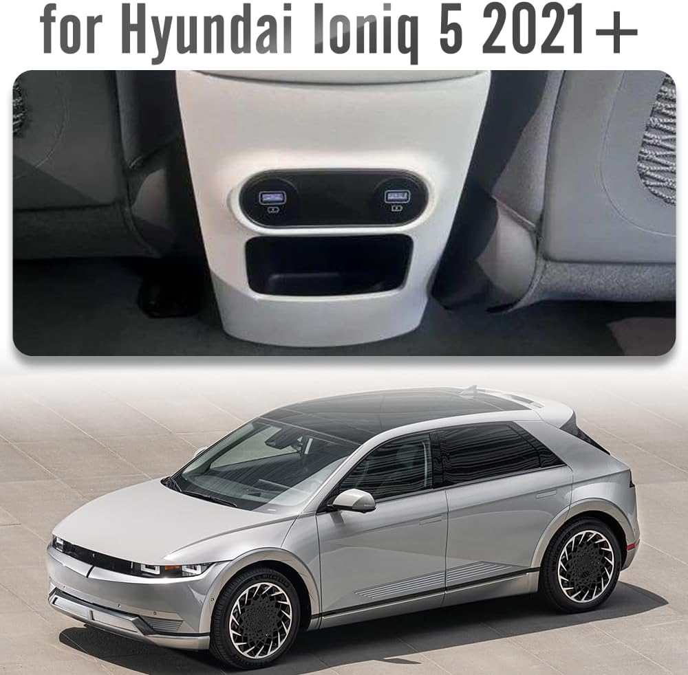 Rear Seat Center Console for Hyundai Ioniq 5 N Line N NE Limited XRT SEL Long Range 2022 2023 2024 2025, Dry Carbon Fiber Rear Charging Panel for Ioniq 5 NE (Matte Carbon)