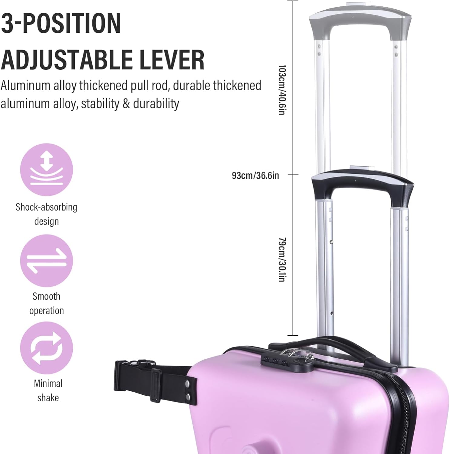 22 Inch Kid Ride Suitcase, Kid Luggage Seat Ride With Lock - Kids Travel Trolley With Safety Belt, Luggage For Kids Airplane Travel,Suitcase To Aged 1-6 Years Old,ABS+PC(Pink)
