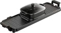 Electric Hot Pot Indoor Korean BBQ Grill Teppanyaki Two-in-one Pot with Non-Stick Pan,Separate Dual Temperature Control, 2-12 People Garthing, 220V black 77 * 26CM,Household ( Color : B , Size : 77*26