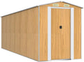 vidaXL Spacious Garden Shed - Light Brown, Galvanized Steel - Great for Outdoor Tools, Pool Essentials, and Gardening Equipment Storage