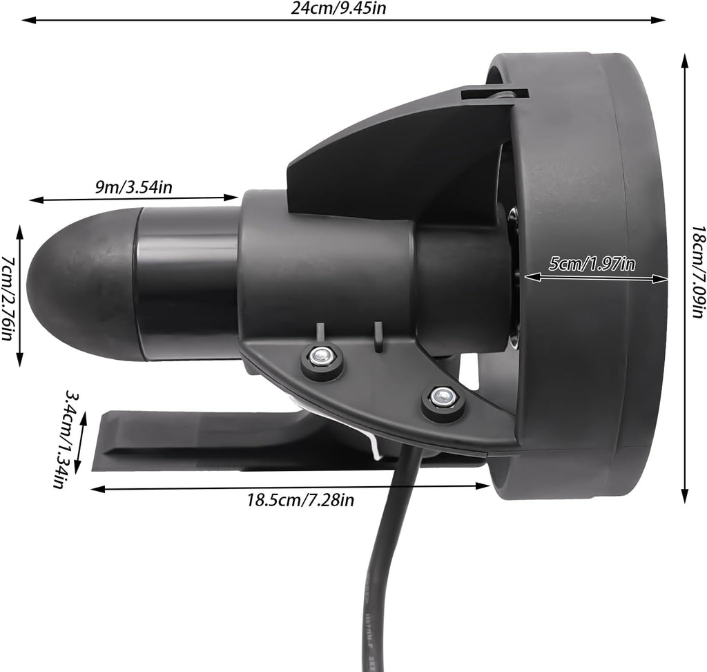 Underwater Thruster, 288W Underwater Scooter Electric Fin Stand Up Paddle Board 12V Sea Scooter Propulsion Motor for Surfboard, Fishing Board, Water Sports