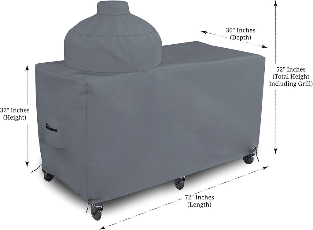 Covers & all Big Egg Grill Cover, 12 Oz Waterproof UV & Weather Resistant, PVC Coated Outdoor Cover with Air Vents & Drawstrings (72' L x 36' D x 52' H, Grey)