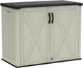 Devoko 26 Cu Ft Outdoor Storage Cabinet - Horizontal Storage Shed for Garden Patio - Durable Backyard Plastic Storage Box, Heavy-Duty & Water-Resistant, Beige, Shelf Not Included