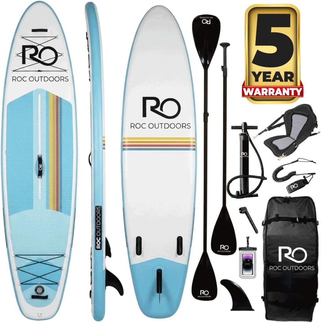 Roc Inflatable Stand Up Paddle Board 10' 6' with Premium SUP Paddle Board Accessories, Wide Stable Design, Non-Slip Comfort Deck for Youth & Adults