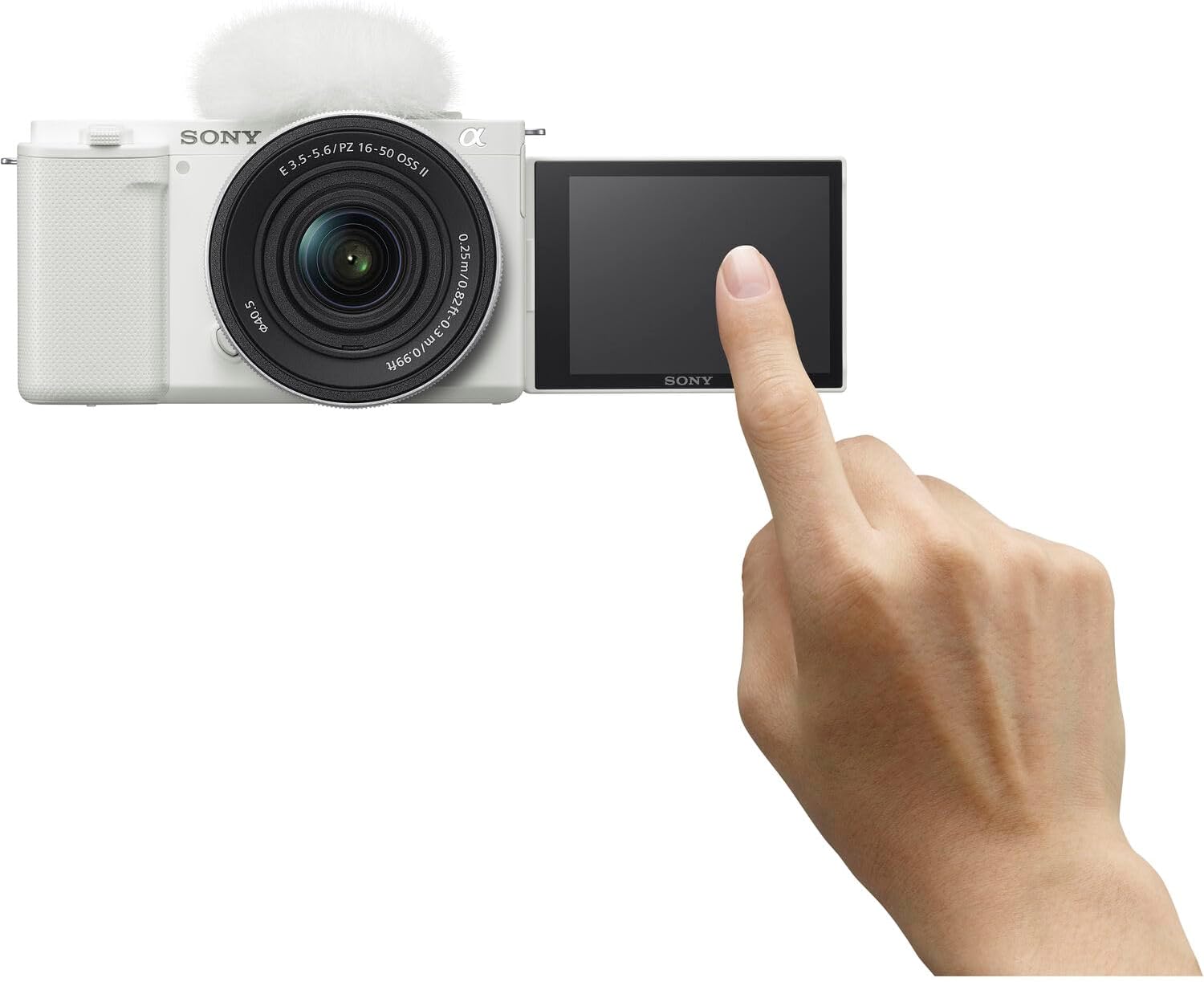 Sony ZV-E10 Mirrorless Camera Kit with 16-50mm II Power Zoom Lens (White) | APS-C Sensor | Compact Creator Tool + 64GB Card + Filter Kit + Photo Software + Bag + 2 x NPF-W50 Battery + More