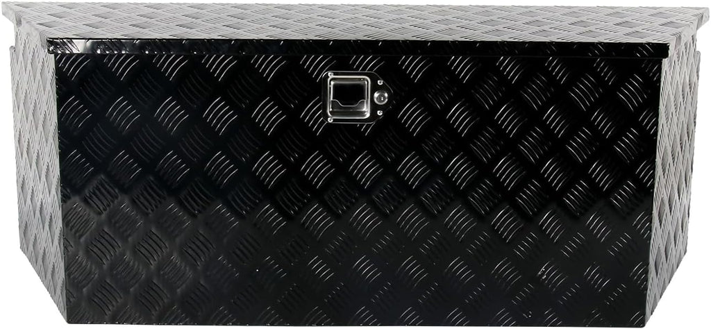 49''Inch Aluminum Trailer Tongue Tool Box Truck Bed Toolbox Truck Trailer Chest Box Underbody Storage Organizer Waterproof Square Storage Organizer w/Lock & Keys Black(‎49' Lx15 Wx18.5 H)