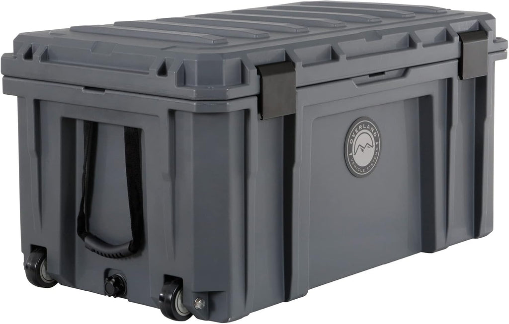 Overland Vehicle Systems 40100031 Dark Gray 169 QT Dry Box Storage with Wheels, Drain, and Bottle Opener | Waterproof Seal | Heavy-Duty Latches and Nylon Handles | Keeps Gear Safe, Dry and Organized