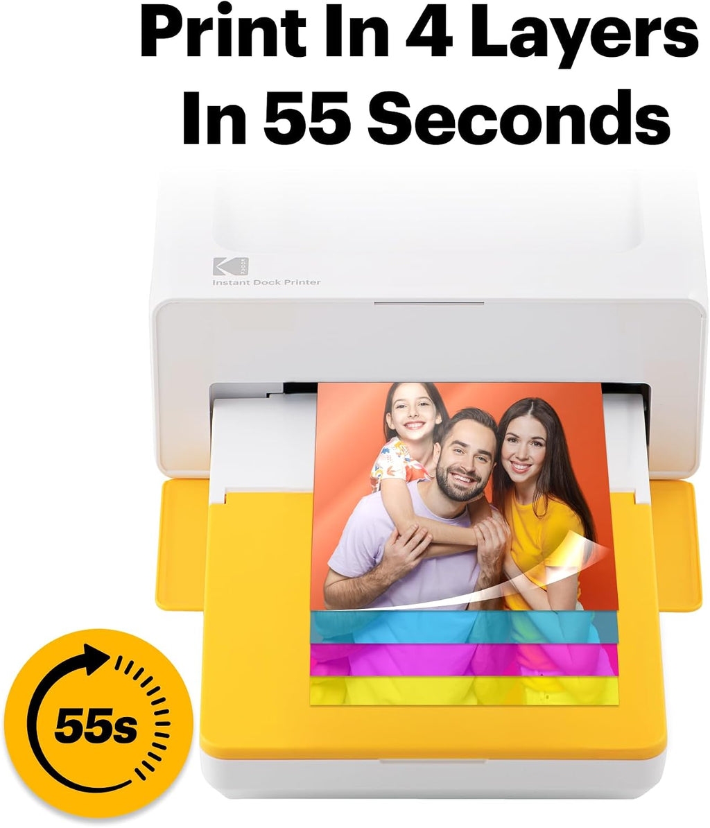 KODAK Dock Plus 4x6'' Photo Printer, 10 Sheets, Docking & Bluetooth Smartphone Printer for iPhone & Android, Instant Color Prints, 4PASS Dye Sublimation