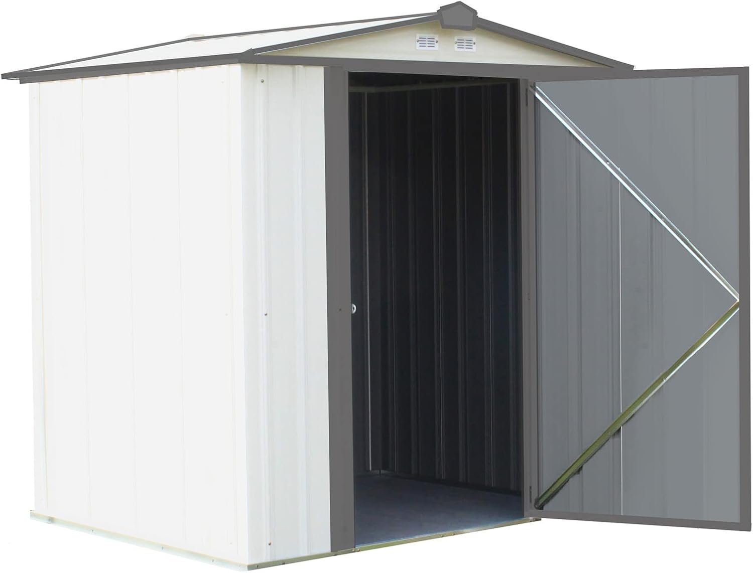 ARROW 6' x 5' EZEE Galvanized Steel Low Gable Shed Cream with Charcoal, Storage Shed with Peak Style Roof