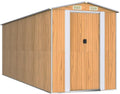 vidaXL Outdoor Garden Shed - Storage for Tools and Equipment - Galvanized Steel - Light Brown - Double Sliding Doors - 75.6'x205.9'x87.8'