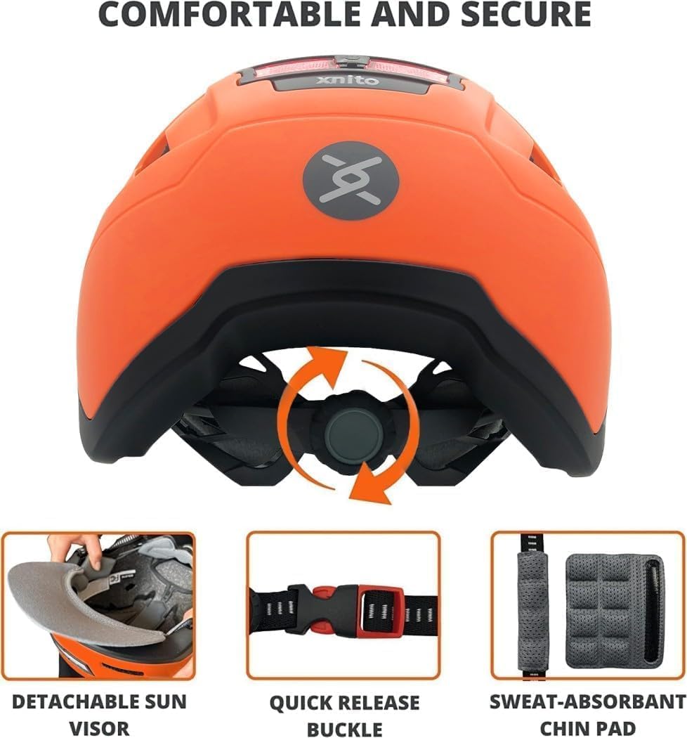 XNITO Kid Bike Helmets for Boys and Girls | Fit Head 51-54cm Circumference | CPSC & NTA-8776 Dual Certified | Multi-Sport Helmets with LED Lights, Magnetic Buckle, Detachable Visor