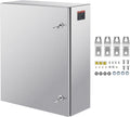 Steel Electrical Box, 24'x 20'x 8', 304 Stainless Steel Electrical Enclosure Box, Wall-Mounted Outdoor Electrical Electronic Equipment Enclosure with Mounting Plate Hinges Lock, IP66 Waterproof