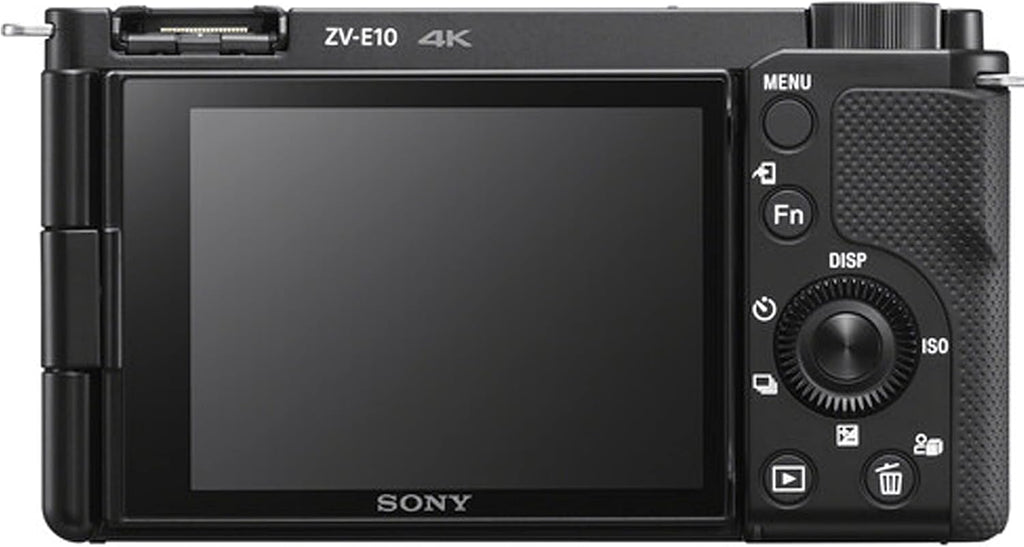 Sony ZV-E10 Mirrorless Camera with 16-50mm Lens, 128GB Extreem Speed Memory,.43 Wide Angle & 2X Lenses, Case. Tripod, Filters, Hood, Grip,Spare Battery & Charger, Editing Software Kit -Deluxe Bundle