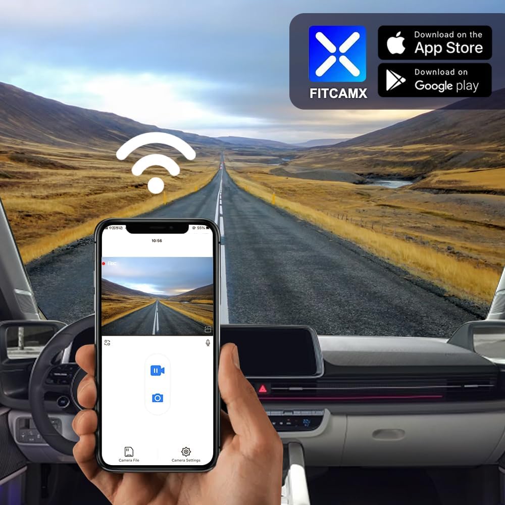 Fitcamx 4K Dash Cam Compatible with Hyundai IONIQ 6 2023 2024 2025 Limited SEL (Has Auto-Dimming), OEM Style, 2160P UHD Video, Built-in WiFi & APP, Loop Recording, G-Sensor, Easy to Install, 64GB Card