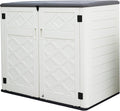 Mrosaa Large Horizontal Storage Sheds,38 cu.ft. Outdoor Storage Box for Garden,Patio and Backyard,Customized Shelves &Lockable(Off White)