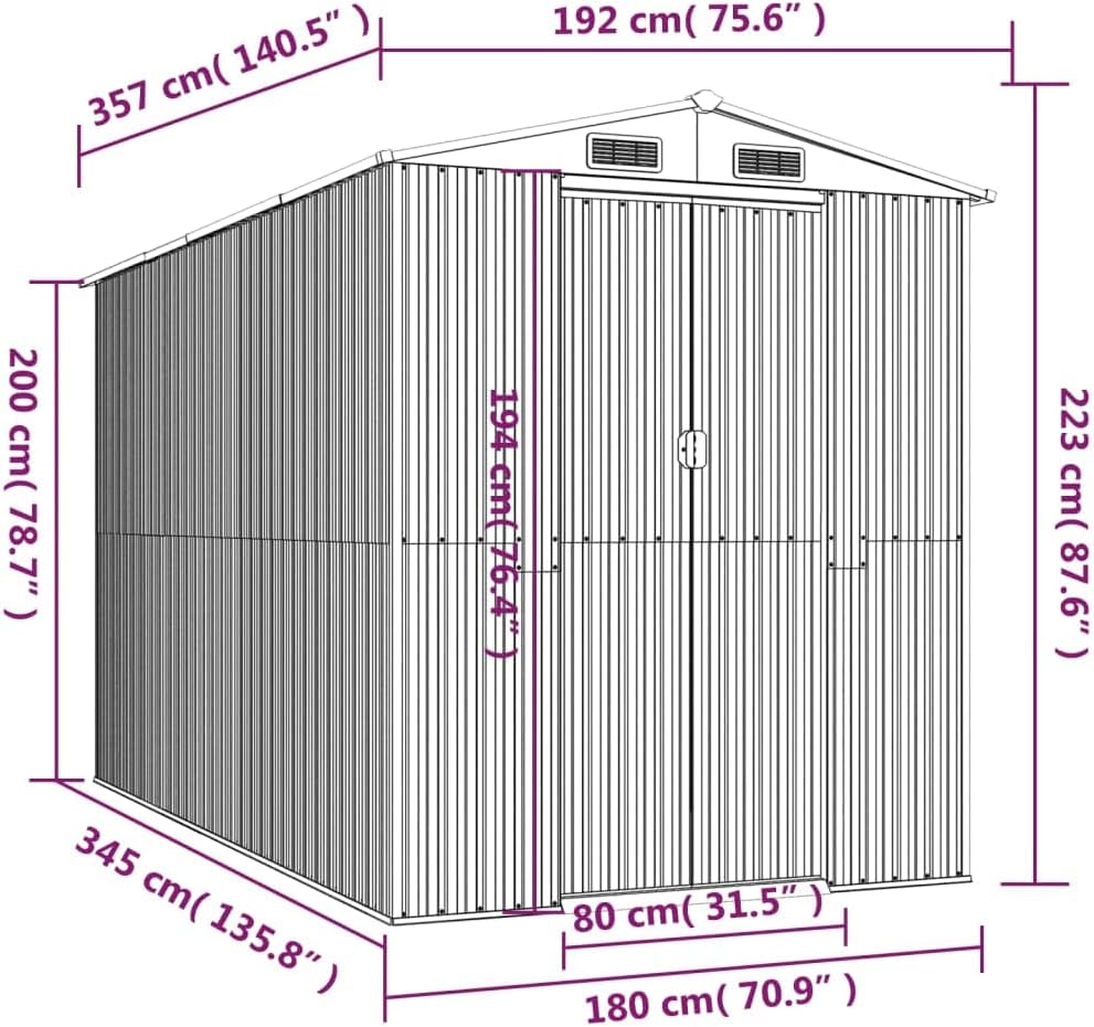 vidaXL Storage Shed, Garden Shed with Double Sliding Doors, Outdoor Storage Shed for Backyard Patio Lawn, Light Brown Galvanized Steel