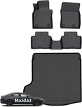 Wayhigh® Floor Mats & Cargo Liner for Mazda 3 Sedan 2019-2026 (Only fit Sedan), All Weather TPE Car Mats Waterproof Heavy Duty Floor Liners, Floor Mats Custom Fit for Mazda 3 Accessories