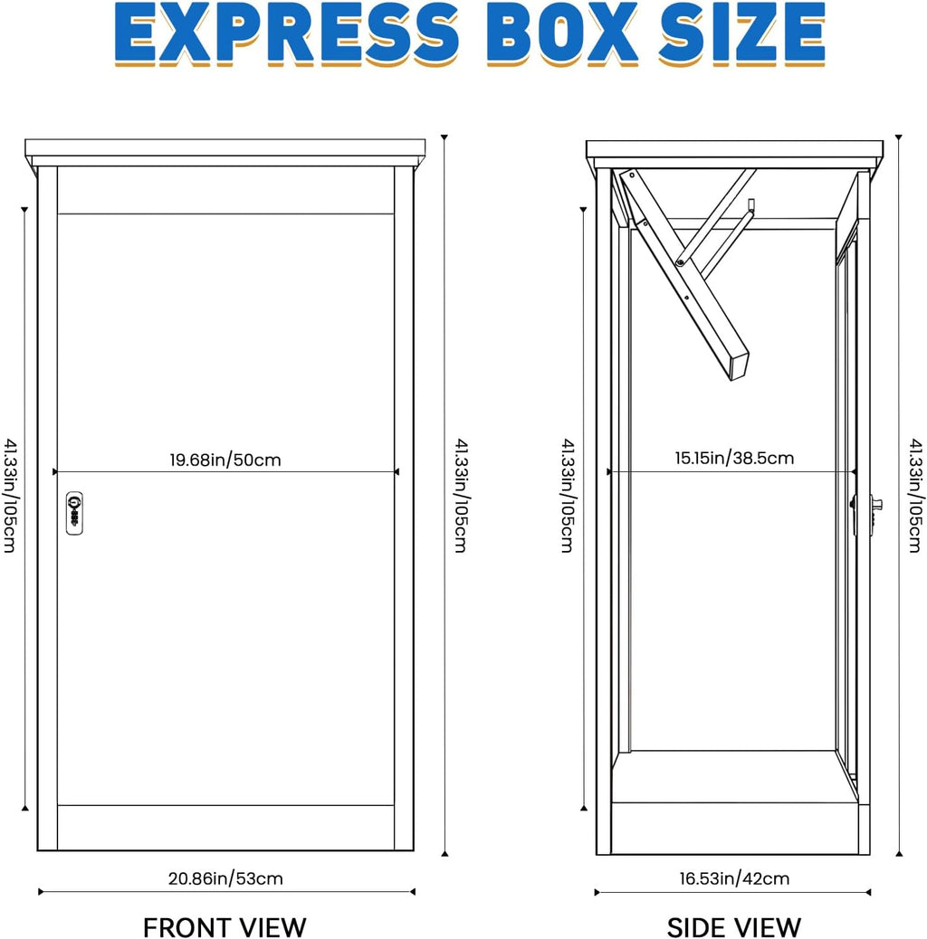 Package Delivery Boxes for Outside, Extra Large Parcel Drop Boxes with Secure Storage, Anti-Theft Galvanized Steel,Waterproof Package Delivery Box for Outdoor Porch (20.86''L x 16.53''W x 44''H)