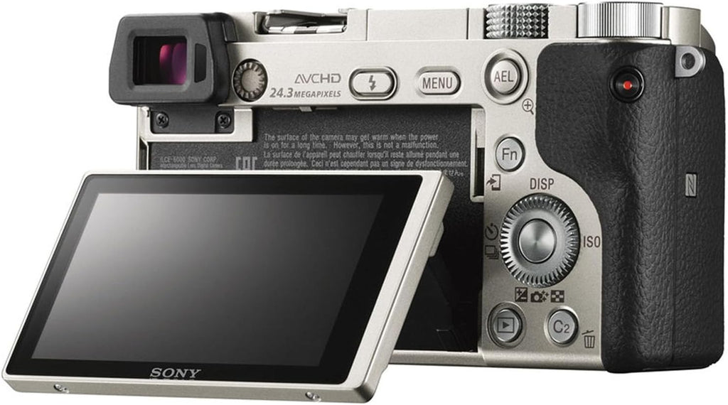 Sony Alpha a6000 Mirrorless Digital Camera (Silver, Body Only) + 64 GB Memory + Extra Battery + Spider Tripod + Case + Tripod + LED Light + Battery Charger + More (21pc Bundle) (Renewed)