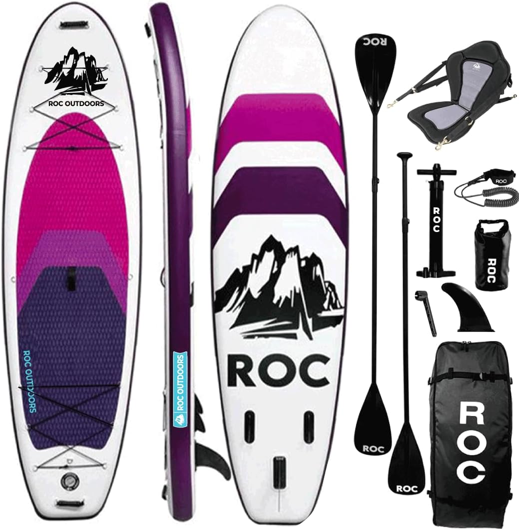 Roc Inflatable Stand Up Paddle Board 10' 6' with Premium SUP Paddle Board Accessories, Wide Stable Design, Non-Slip Comfort Deck for Youth & Adults