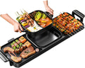 Electric Grill with Hot Pot 2and1 Indoor Korean BBQ Grill,2200W Multifunctional Smokeless BBQ Hot Pot Double Pot, Non-Stick Pan, for 5-10 People (Double Pot)