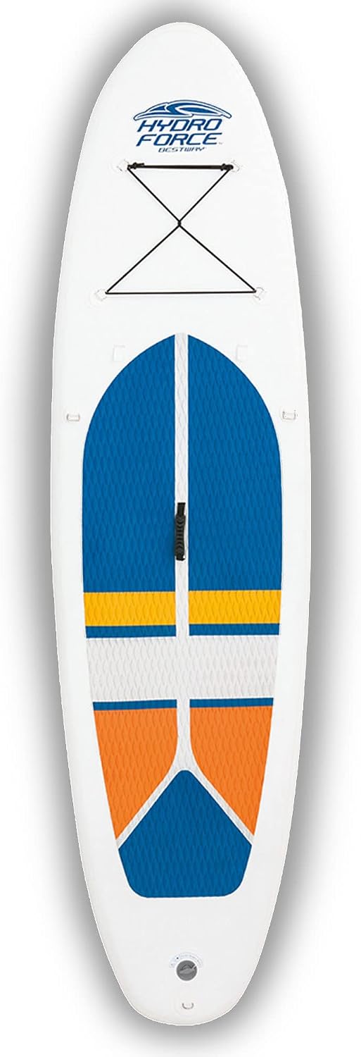 Bestway Hydro-Force White Cap 10' Inflatable Stand Up Paddle Board Kayak Water Set with Aluminum Oar, Hand Pump, and Travel Bag, White