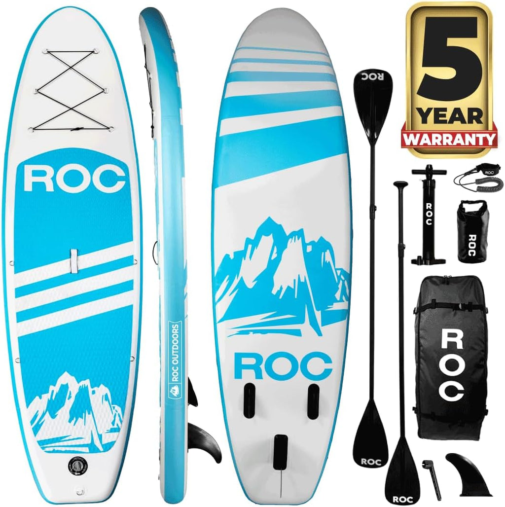 Roc Inflatable Stand Up Paddle Board with Premium SUP Paddle Board Accessories, Wide Stable Design, Non-Slip Comfort Deck for Youth & Adults