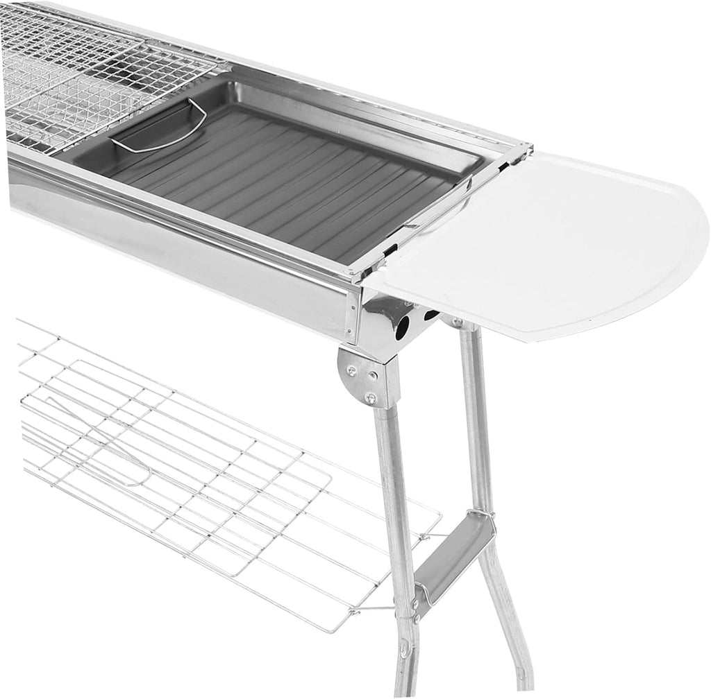 Yardwe 1Set Portable Bbq Grill with Detachable Mesh Net and Pan Barbecue Rack for Camping and Outdoor Picnics Easy to Clean Durable Safe Bbq Tool