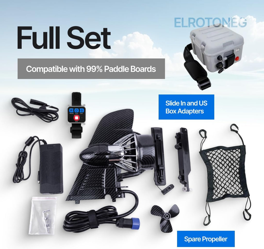 Electric Fin Kit for Paddle Board, Boost Fin for Surfboards, SUPs and Kayaks with Battery Pack, Carbon Fiber Design