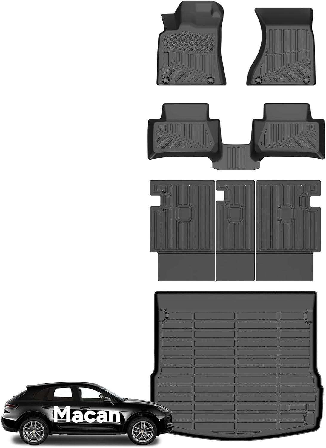 Wayhigh® Floor Mats & Seatback Cargo Liner for Ma-can 2014-2026, All Weather TPE Car Mats Waterproof Heavy Duty Floor Liners, Floor Mats Custom Fit for Ma-can Accessories