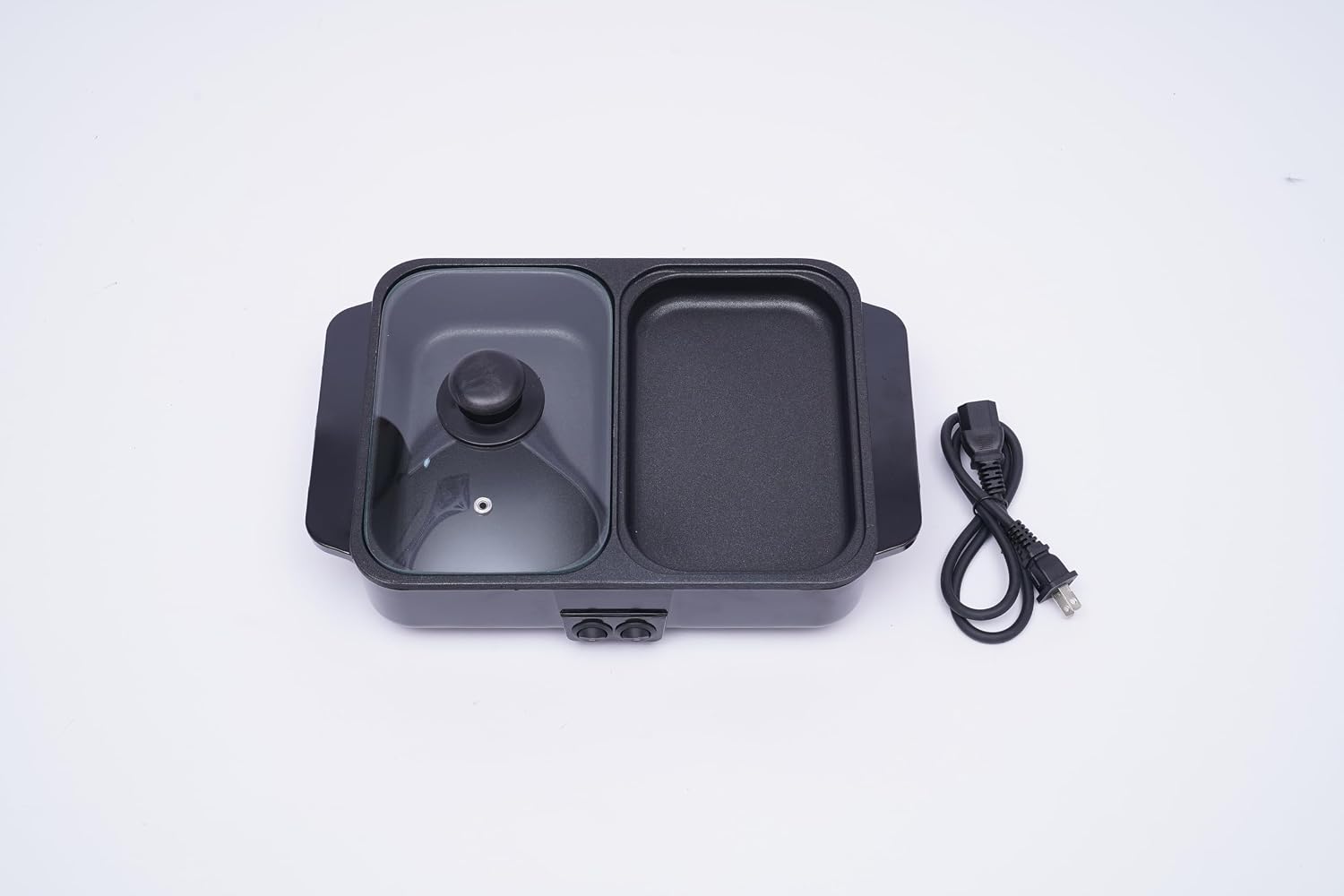Hot Pot Electric with Grill, 2 in1 Indoor Non-Stick Shabu Shabu Pot & Frying Pan, Portable Mini Hot Pot Korean BBQ w/Individual Dual Temperature Control, 1-3 People