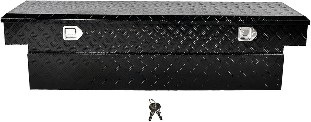 70''Inch Aluminum Truck Tool Box Truck Bed Toolbox Truck Trailer Chest Box Trailer Underbody Storage Organizer Waterproof Square Storage Organizer w/Lock & Keys Black(‎69.88' Lx20 Wx17.5 H)