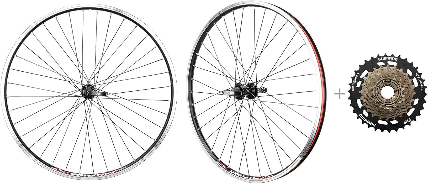 CyclingDeal MTB Bicycle Double Wall Rims 26' Wheelset - Front & Rear Mountain Bike Wheels - Compatible with Shimano MF-TZ500 Freewheel
