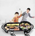 BBQ The Electric Korean Barbecue Hot Pot, Maifan Stone Multi-Function and Hot Pot Tabletop Grill and Fondue with Ceramic Coating 1350W