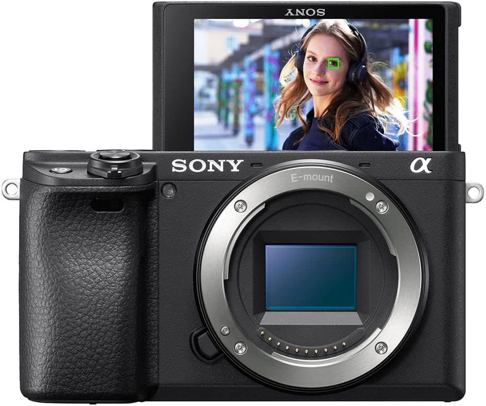 Sony α6400 APS-C Mirrorless Camera (ILCE-6400/B) – Real-Time Eye AF, 11 fps, 4K, Flip-Up Screen, Lightweight, Vlog-Friendly | 64GB Card, 2 x NPF-W50 Battery, Card Reader, LED Light and More