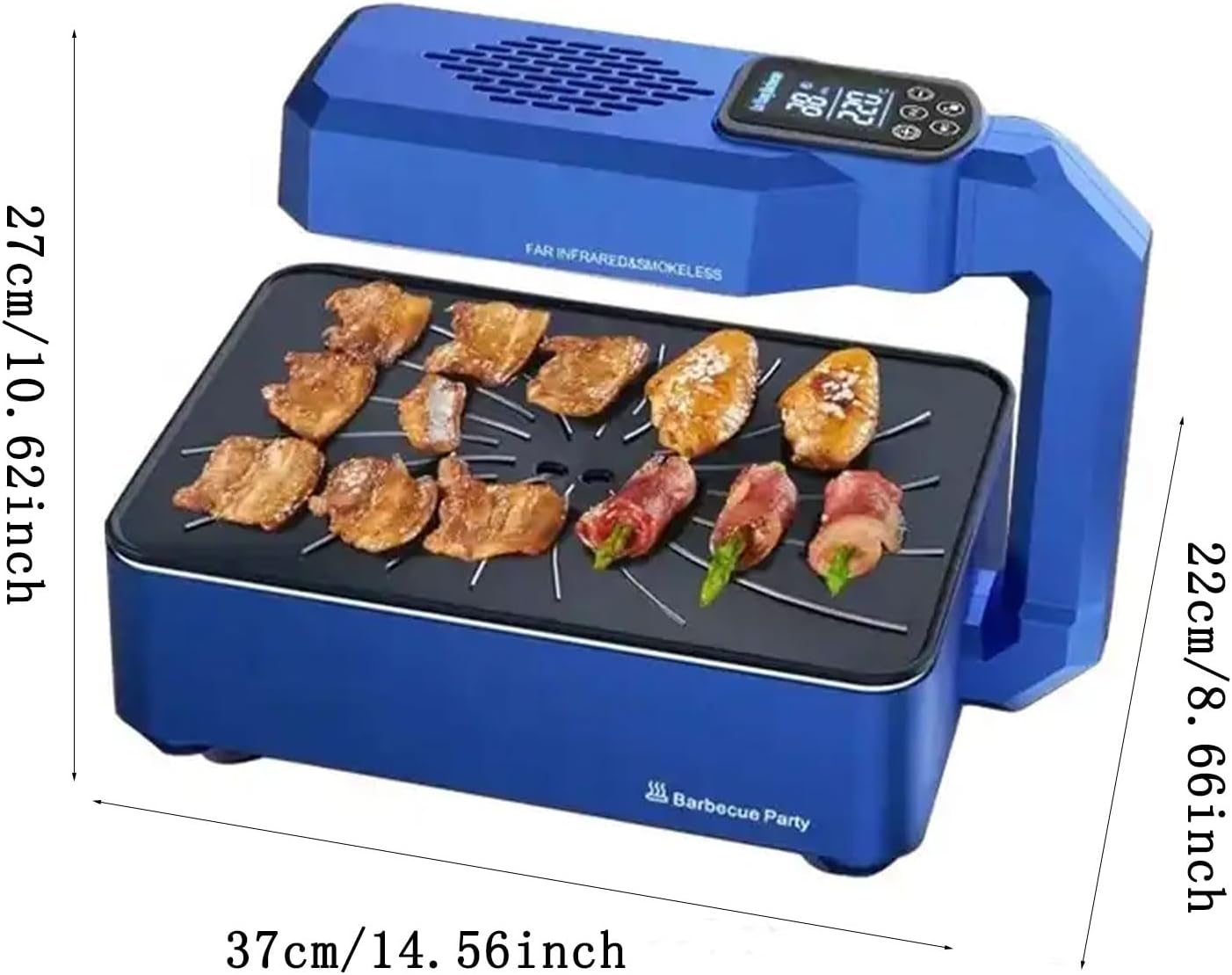 Smokeless Grill Indoor, 11 Levels Adjustable Firepower Portable Electric Korean BBQ Grill, LCD Smart Display, Fast Heat Up, 850W Removable BBQ Machine for Home, Party, Outdoor, Camping