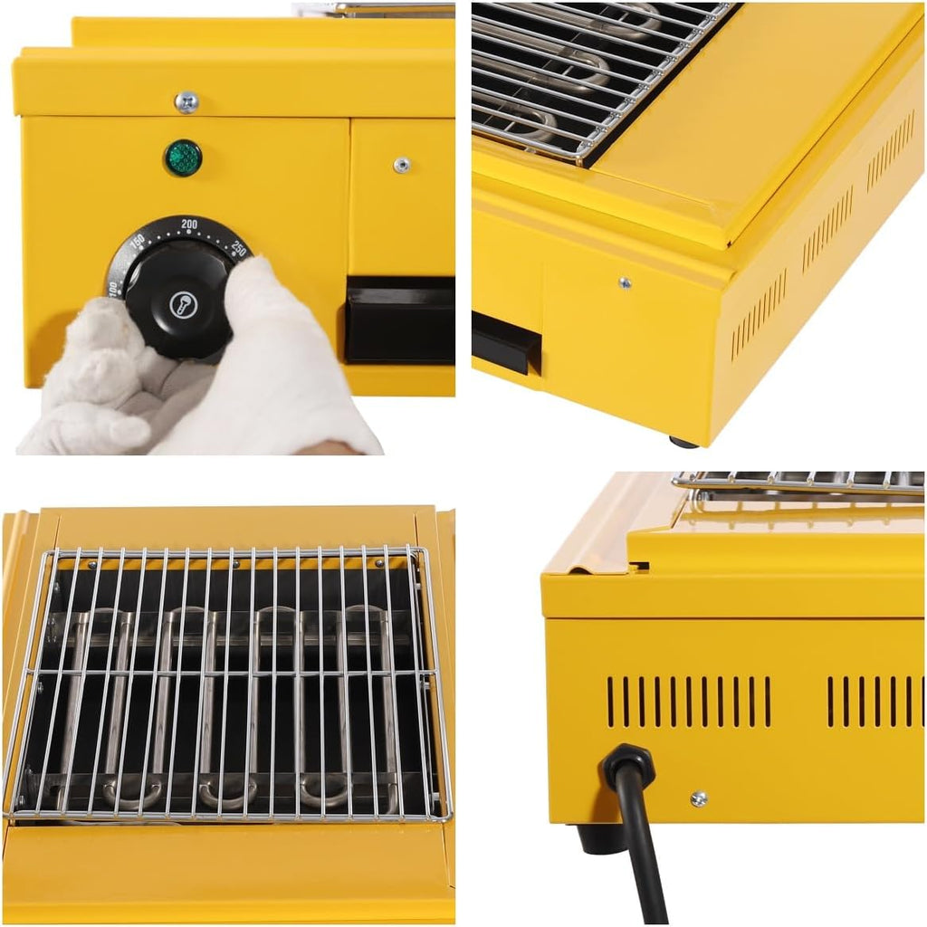 Electric Smokeless Indoor Grill, 1500W Korean BBQ Grill Pan with Temperature Control, Portable Stainless Steel BBQ Grill with Non-stick Removable Grill Mesh