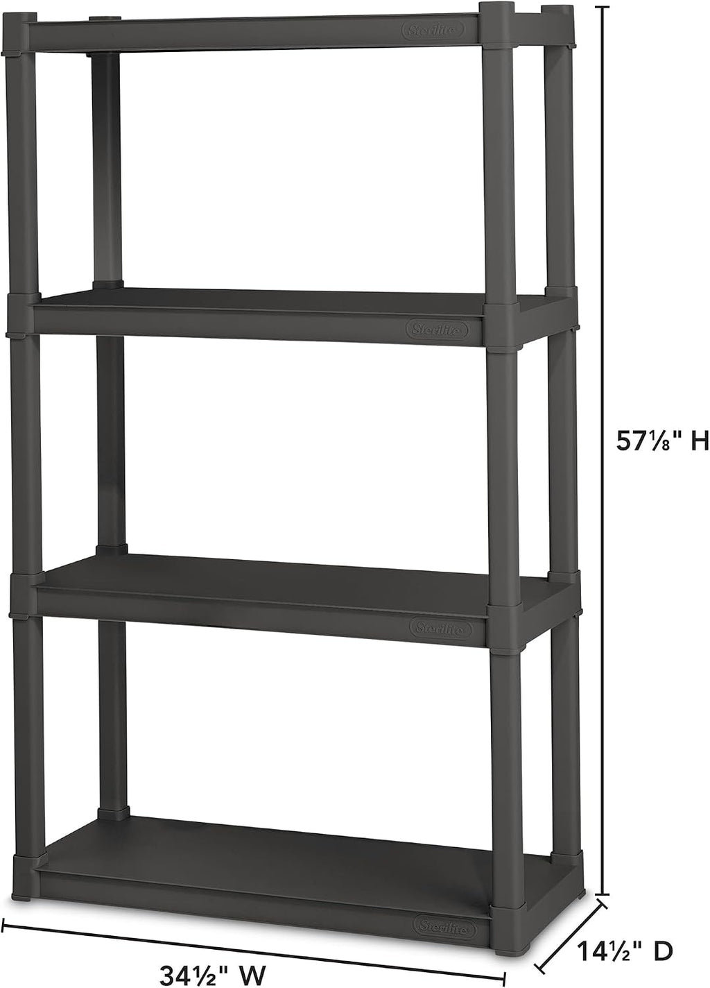 Sterilite 2-Pack 4 Shelf Unit, Heavy-Duty Shelving Storage and Utility Rack - Standing Plastic Organizer Shelves for Kitchen, Bathroom, and Garage