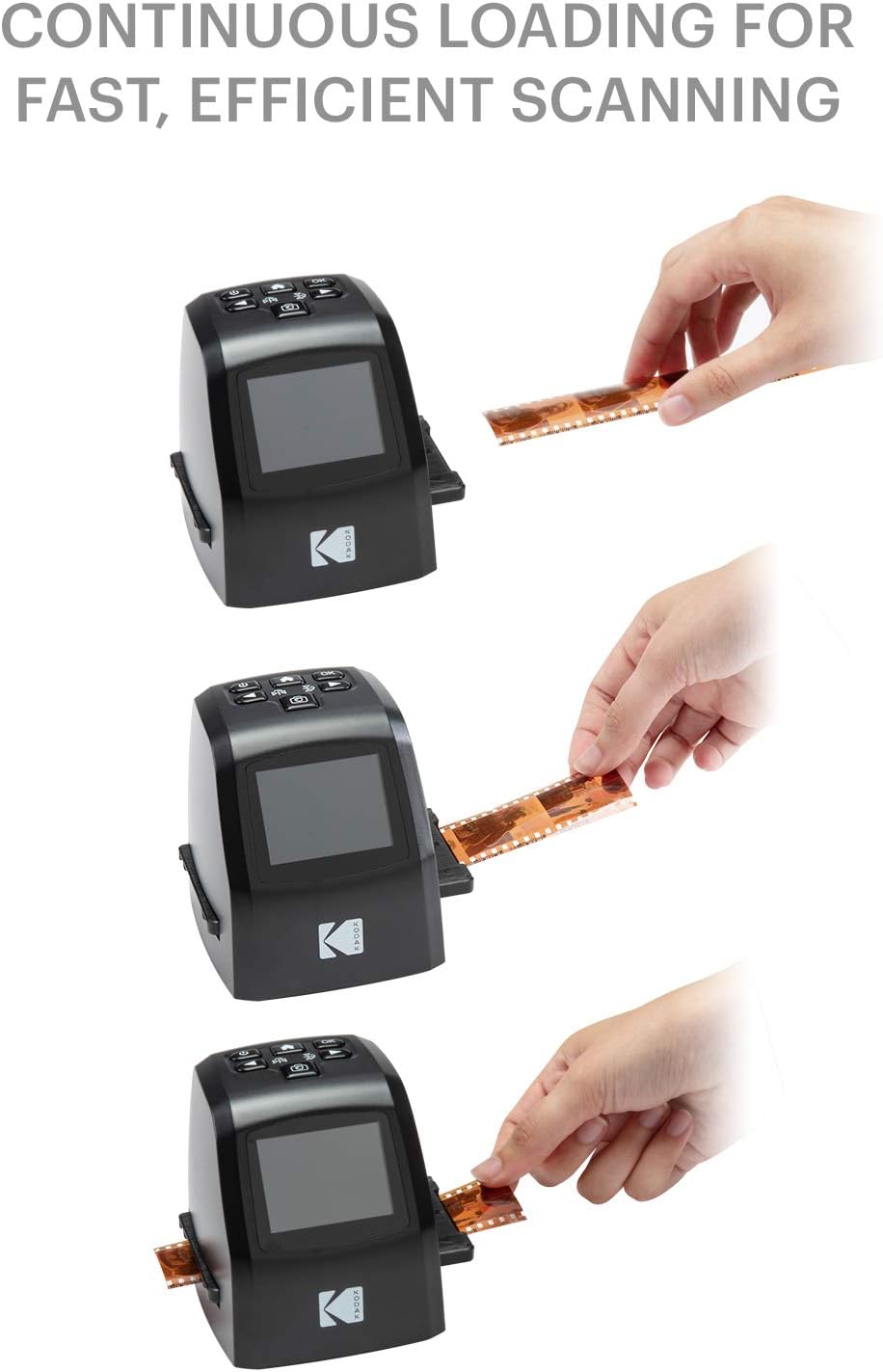 KODAK Mini Digital Film & Slide Scanner – Converts 35mm, 126, 110, Super 8 & 8mm Film to 22MP JPEG Images – Includes 2.4' LCD Screen & Easy-Load Adapters