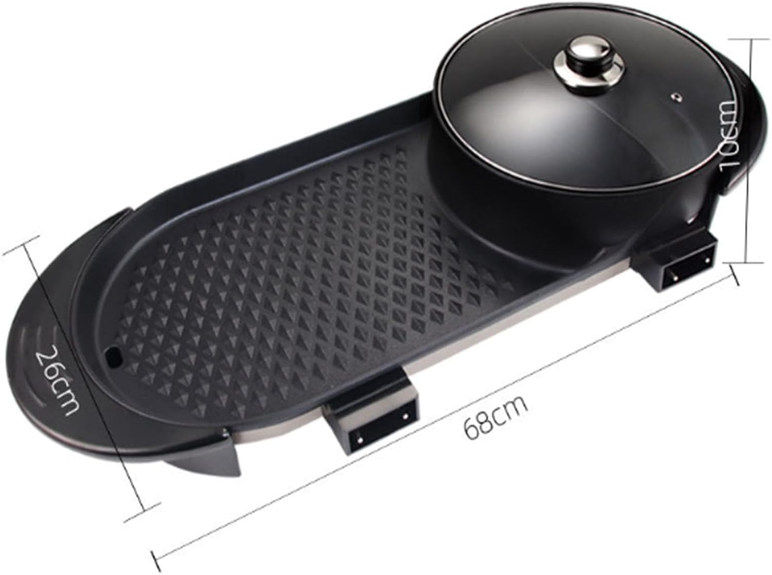 Electric Smokeless Non-Stick Removable Hotpot Pot,with Grill 2 in 1, Korean Barbecue Pan Indoor for Independent Dual Temperature Control Fast Heating