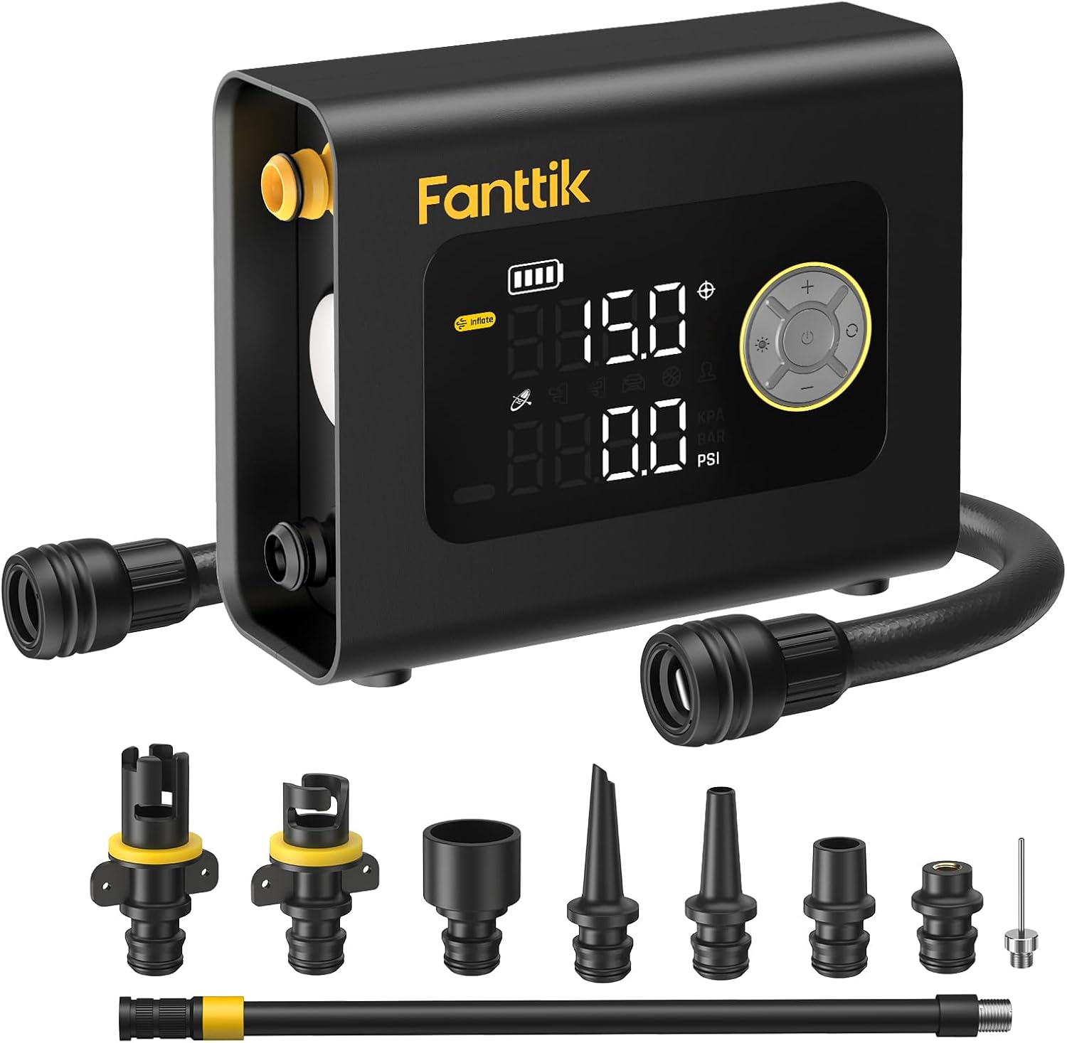Fanttik X9 Cross 4X Portable Tire Inflator, Paddle Board Pump | Max 75PSI with Auto-Off, Deflation | Air Pump with Light and Power Bank | Fastlink for SUP, Car, Motorcycle, Board, Kayak, Tent etc.