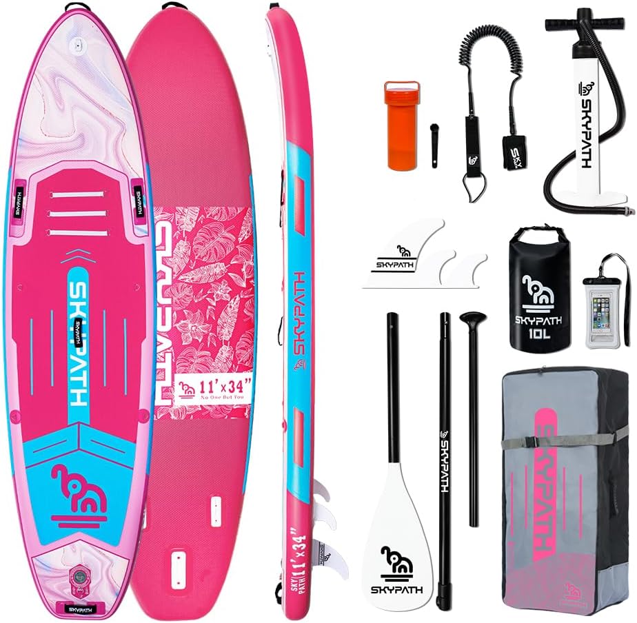 Inflatable Stand Up Paddle Board,10'6''*32''/11'*34'' Ultra-Light SUP Board,Blow Up Paddle Board, Wide Stable Family Board for Youth & Adults of All Skill Levels with Full Set of SUP Board Accessories