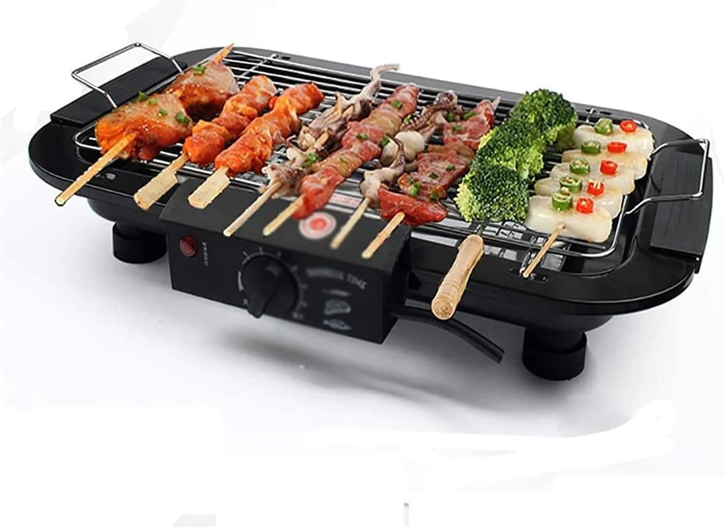 Indoor Electric Barbecue Grill, Portable Korean BBQ Griddle Stove with Rack & Removable oil Tray, Knob Control Temperature, for Household Dinner and Entertainment Party, Fit 2-5 People Use