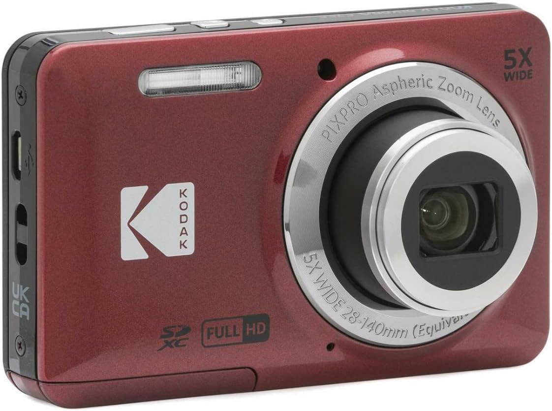Kodak PIXPRO Friendly Zoom FZ55 Digital Camera (Red) with Hard Case and 32GB SD Card Bundle (3 Items)