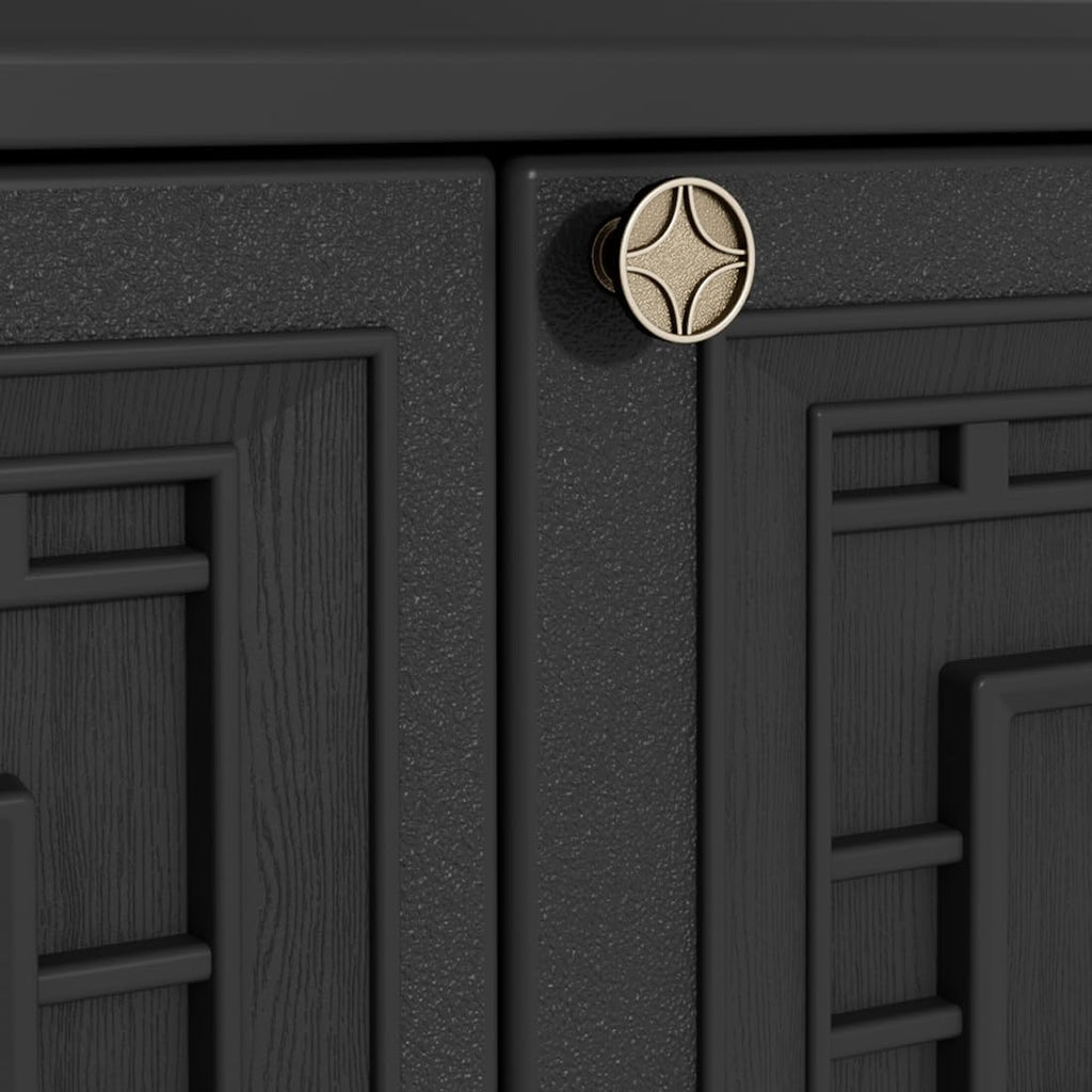 KINYING Outdoor Storage Cabinet Waterproof, Resin 62 Gallon Deck Box for Patio Furniture Cushions, Garden Tools, Pool Tools and Kids' Toys (Black with 1 Shelving)