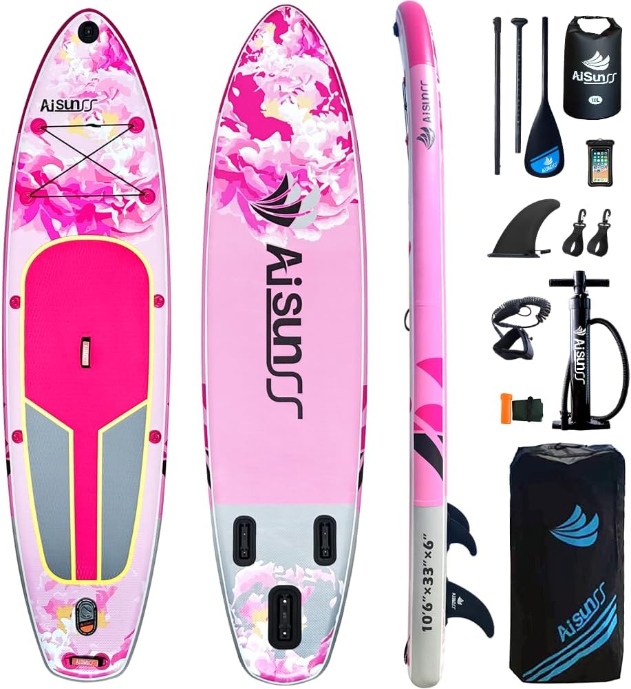 Inflatable Paddle Board for Adult, Paddle Board for All Skill Levels, Wide SUP Board with Primium Accessories Include SUP Carry Bag, Hand Pump, 10L Waterproof Bag