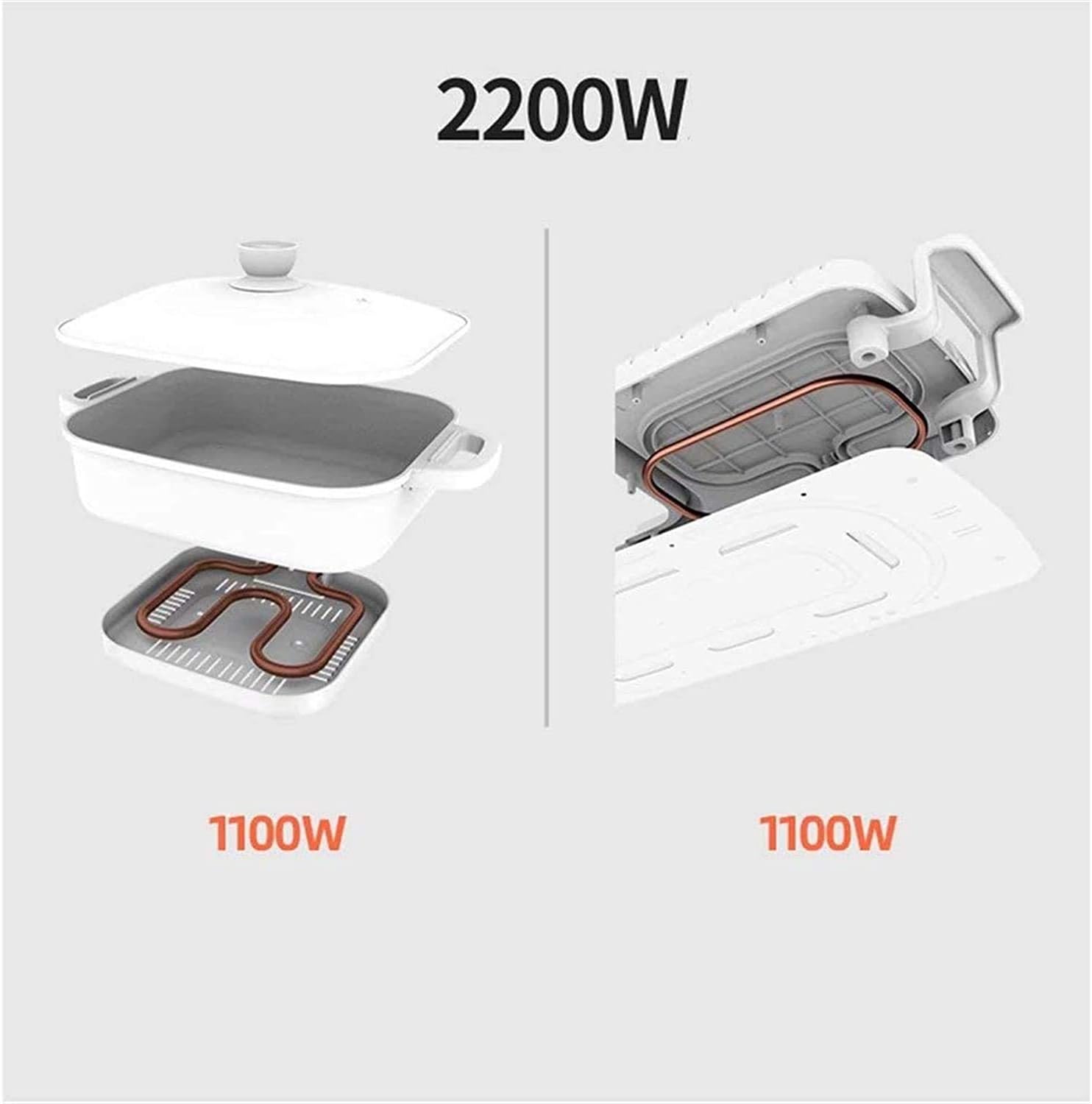 Electric Hot Pot Indoor Korean BBQ Grill Teppanyaki Two-in-one Pot with Non-Stick Pan,Separate Dual Temperature Control, 2-12 People Garthing, 220V black 77 * 26CM,Household ( Color : B , Size : 77*26